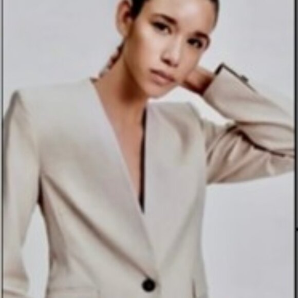 Zara elegant Beige/tan fitted Single-Button Blazer – Size 2 US - Picture 11 of 12